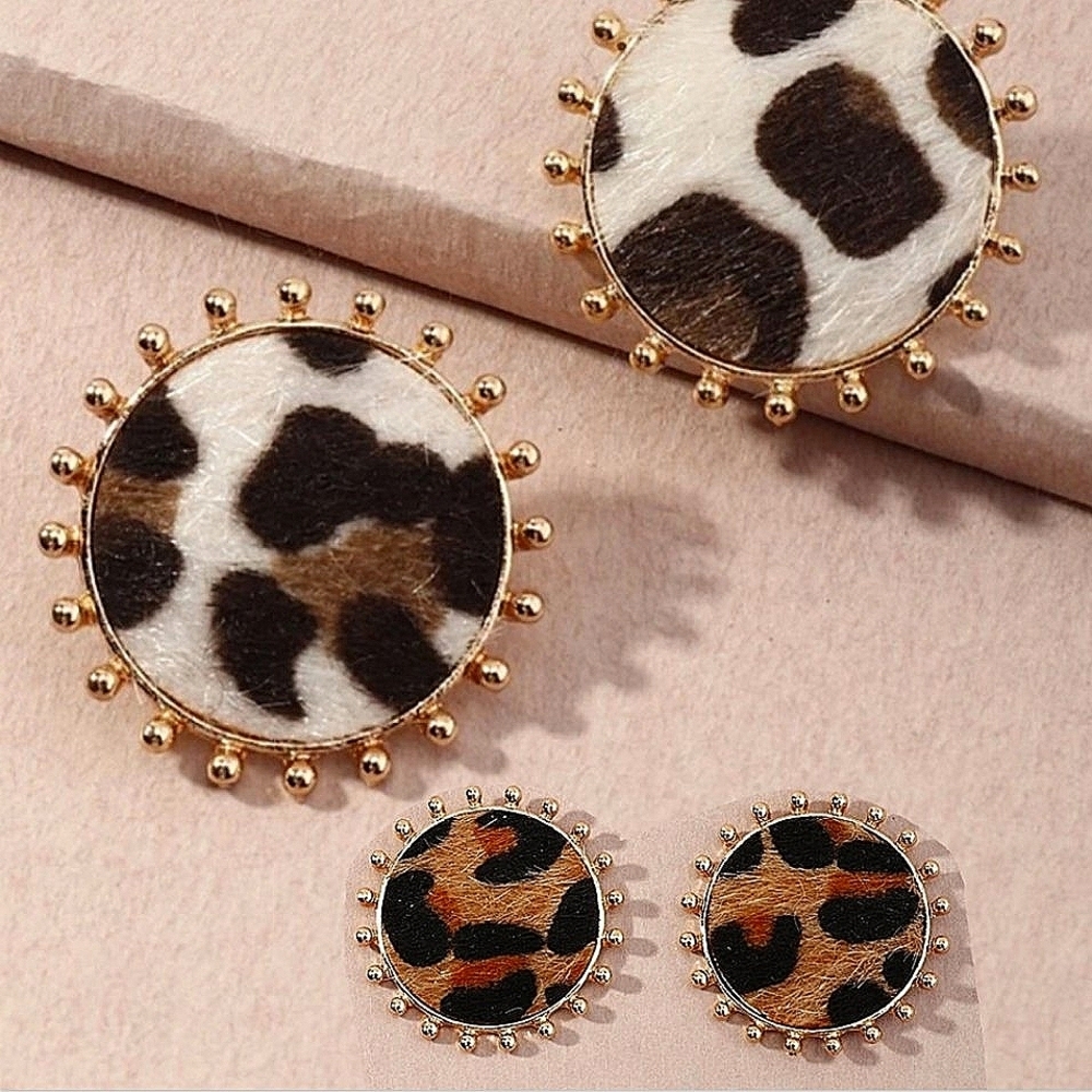 Leopard Stud Earring Set